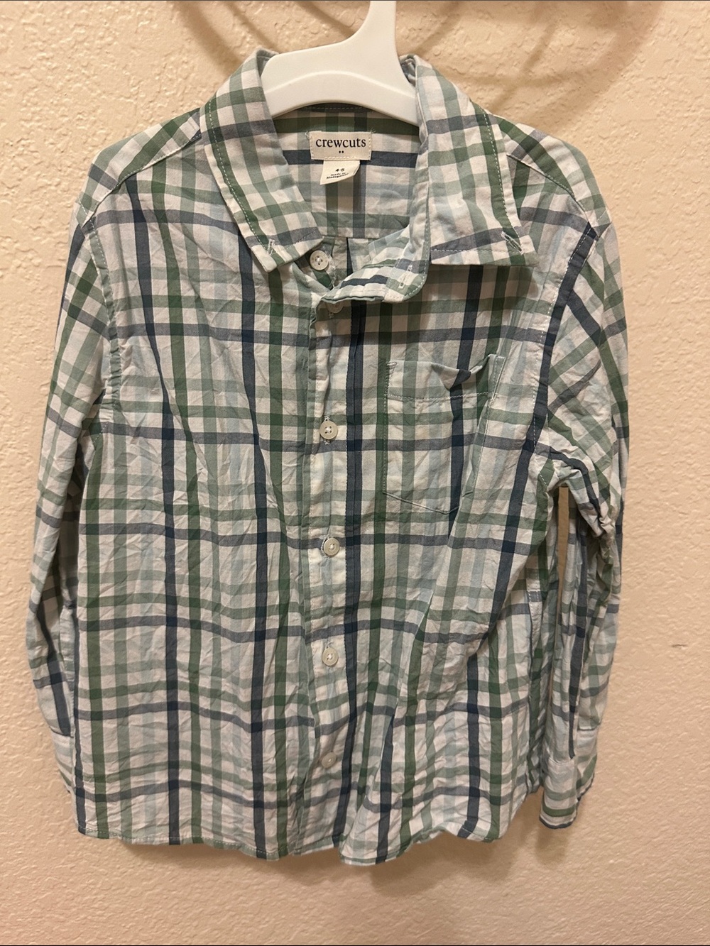 crewcuts Light Green and Blue Plaid Button-Down Shirt